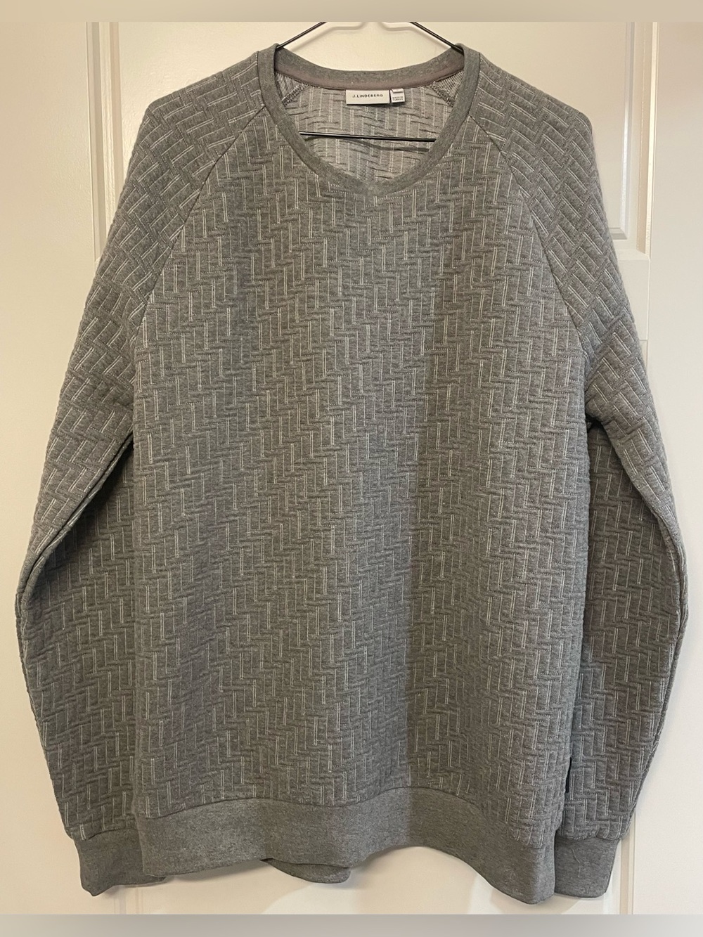 J.Lindeberg Grey Quilted Crewneck Sweater